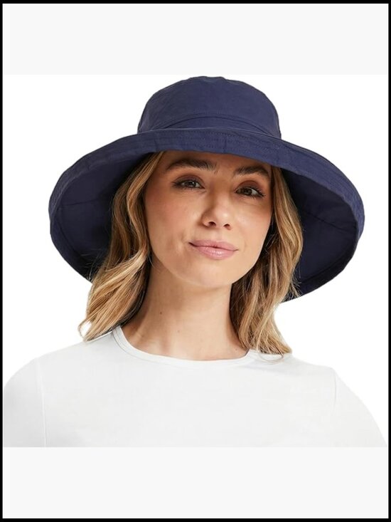 Wide Brim Sun Hat UPF 50+ Cooling Ponytail Hole Water Resistant Packable Hiking